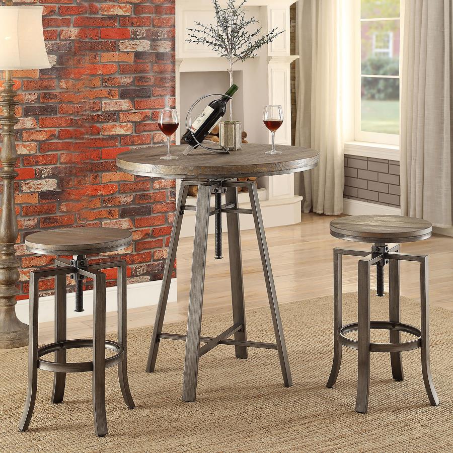 CoasterEssence Bartlett Adjustable Height Swivel Bar Stools Brushed Nutmeg And Slate Grey (Set Of 2)