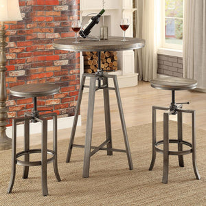 CoasterEssence Bartlett Adjustable Height Swivel Bar Stools Brushed Nutmeg And Slate Grey (Set Of 2)