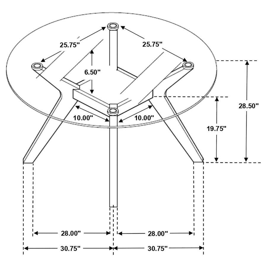 Paxton 48″ Round Glass Top Dining Table Clear And Nutmeg