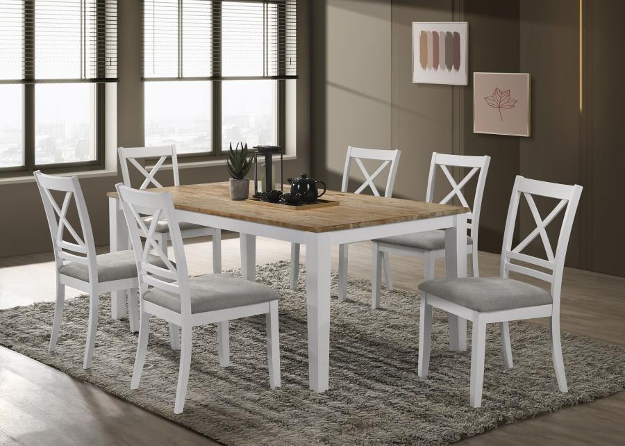 Hollis Rectangular Solid Wood Dining Table Brown And White