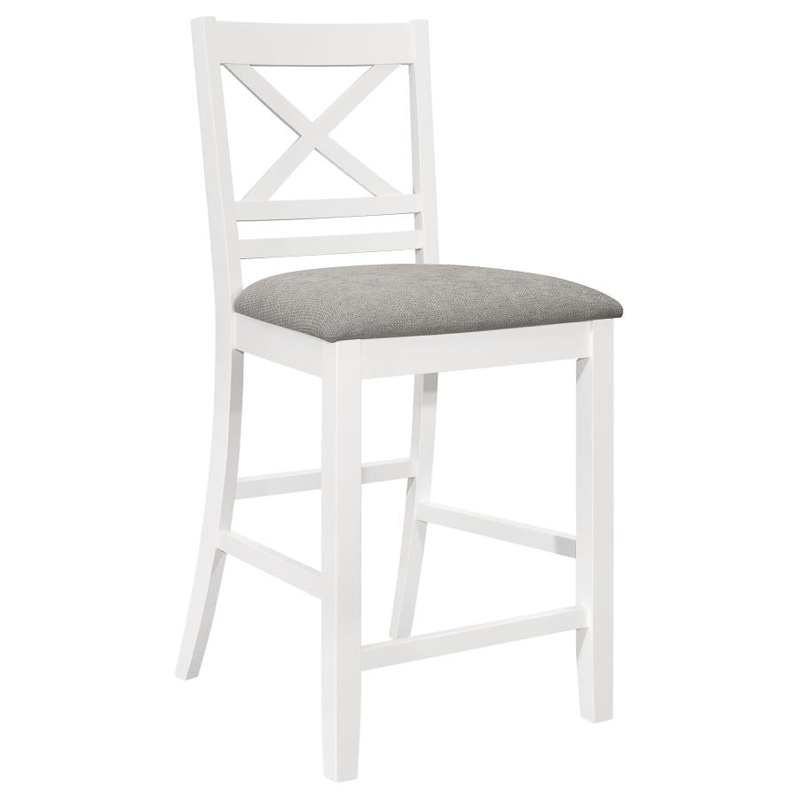 Hollis X-Back Counter Height Dining Chairs White And Grey (Set Of 2)