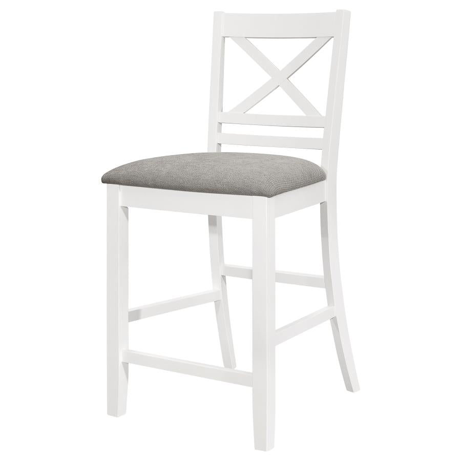 Hollis X-Back Counter Height Dining Chairs White And Grey (Set Of 2)