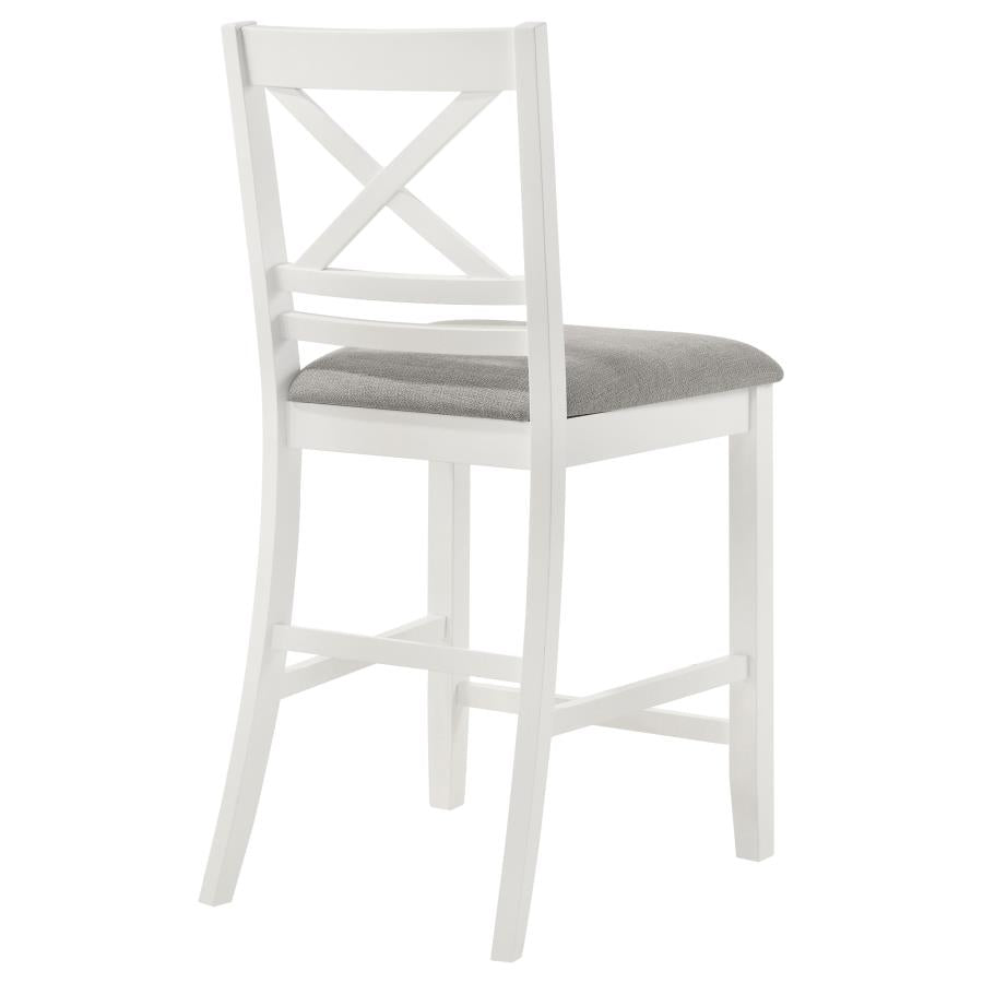 Hollis X-Back Counter Height Dining Chairs White And Grey (Set Of 2)