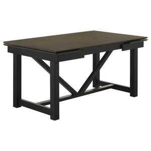 Malia Rectangular Dining Table With Refractory Extension Leaf Black