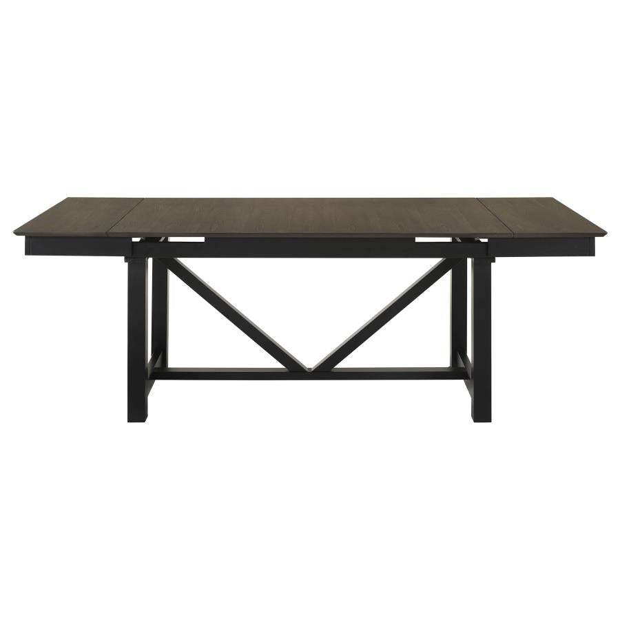 Malia Rectangular Dining Table With Refractory Extension Leaf Black