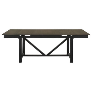 Malia Rectangular Dining Table With Refractory Extension Leaf Black