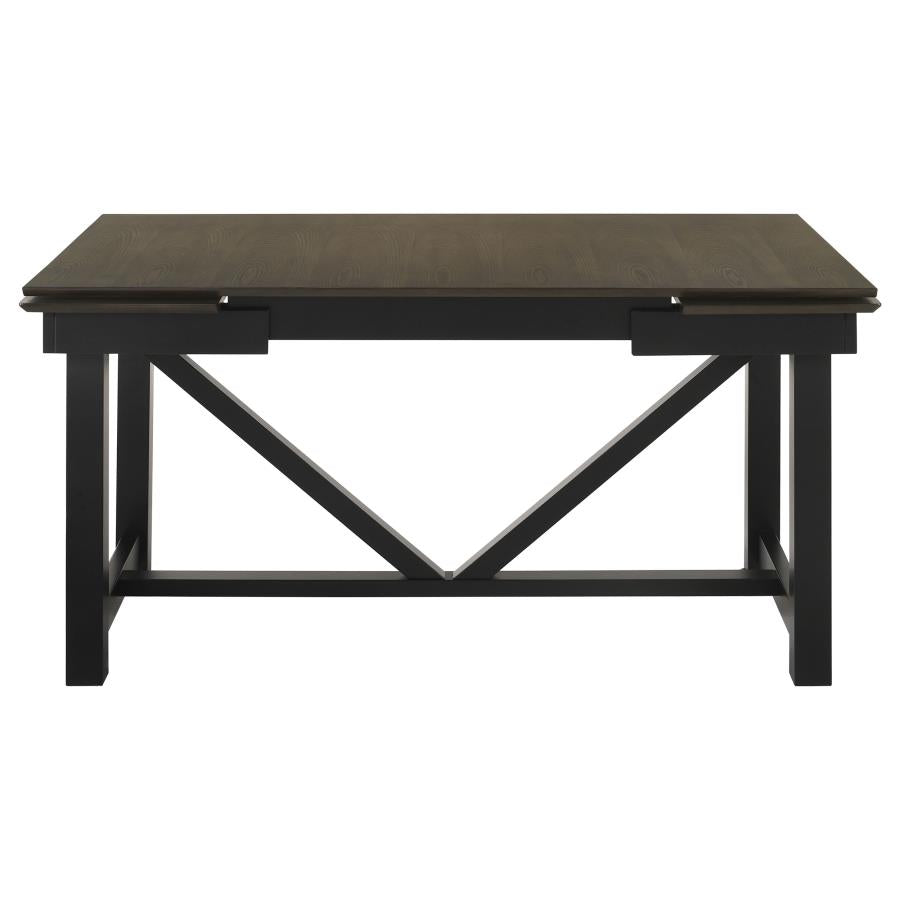 Malia Rectangular Dining Table With Refractory Extension Leaf Black