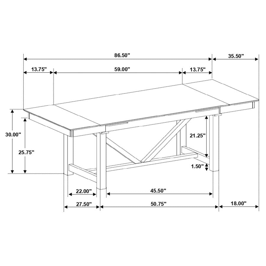 Malia Rectangular Dining Table With Refractory Extension Leaf Black