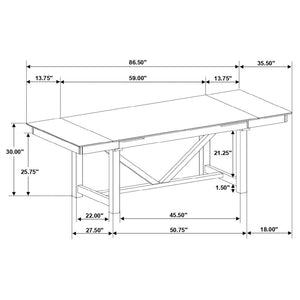 Malia Rectangular Dining Table With Refractory Extension Leaf Black