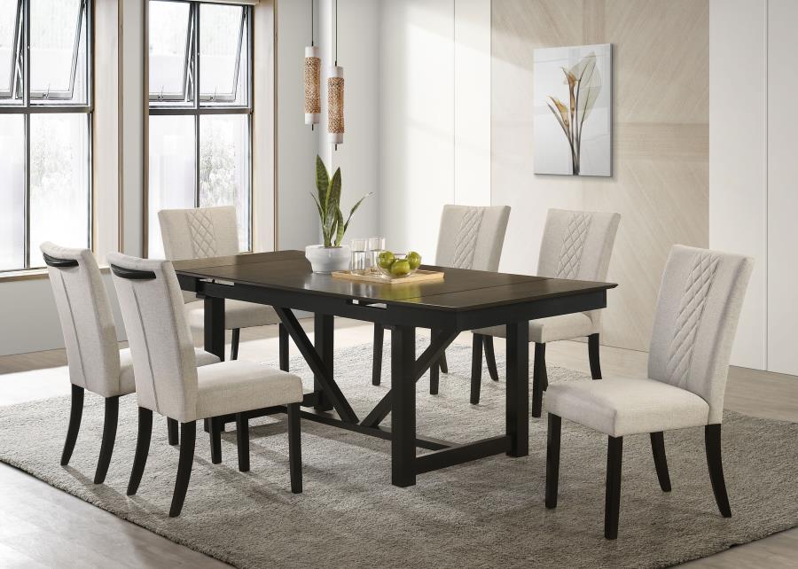 Malia Rectangular Dining Table With Refractory Extension Leaf Black