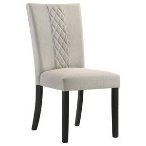 Malia Upholstered Solid Back Dining Side Chair Beige And Black (Set Of 2)