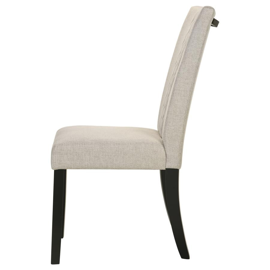 Malia Upholstered Solid Back Dining Side Chair Beige And Black (Set Of 2)