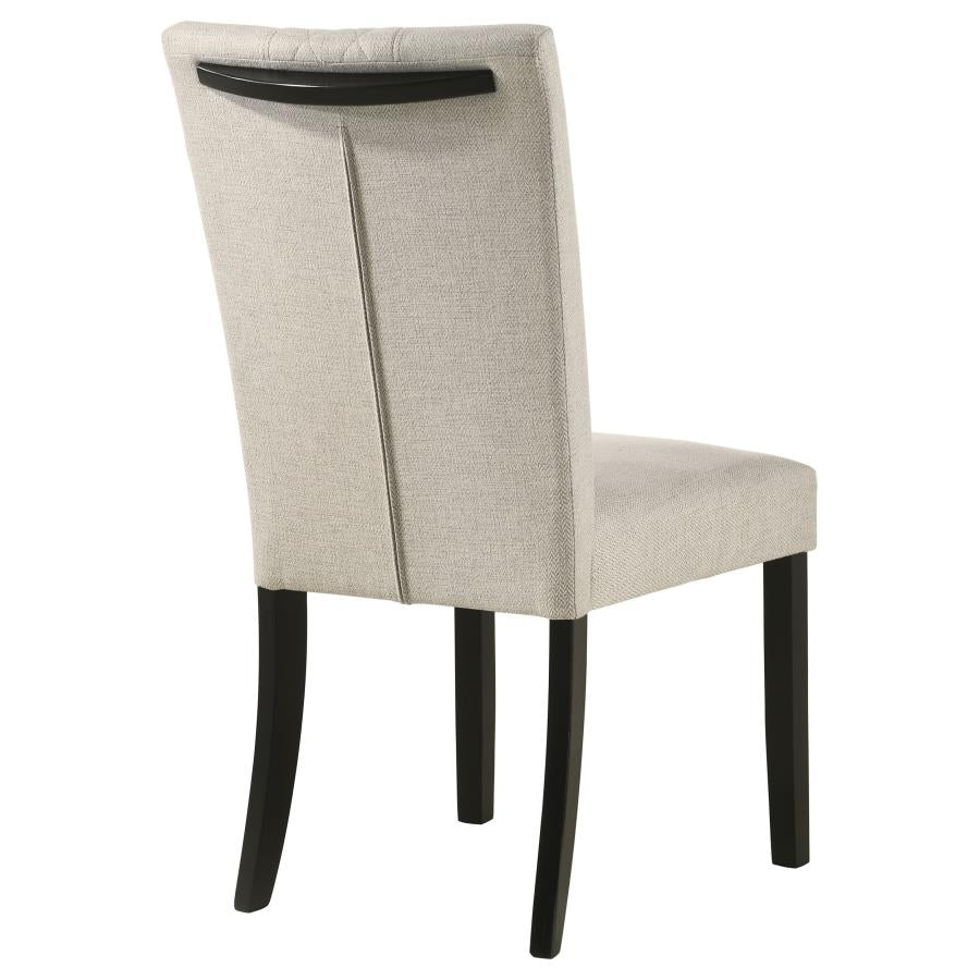 Malia Upholstered Solid Back Dining Side Chair Beige And Black (Set Of 2)