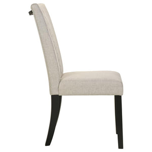 Malia Upholstered Solid Back Dining Side Chair Beige And Black (Set Of 2)