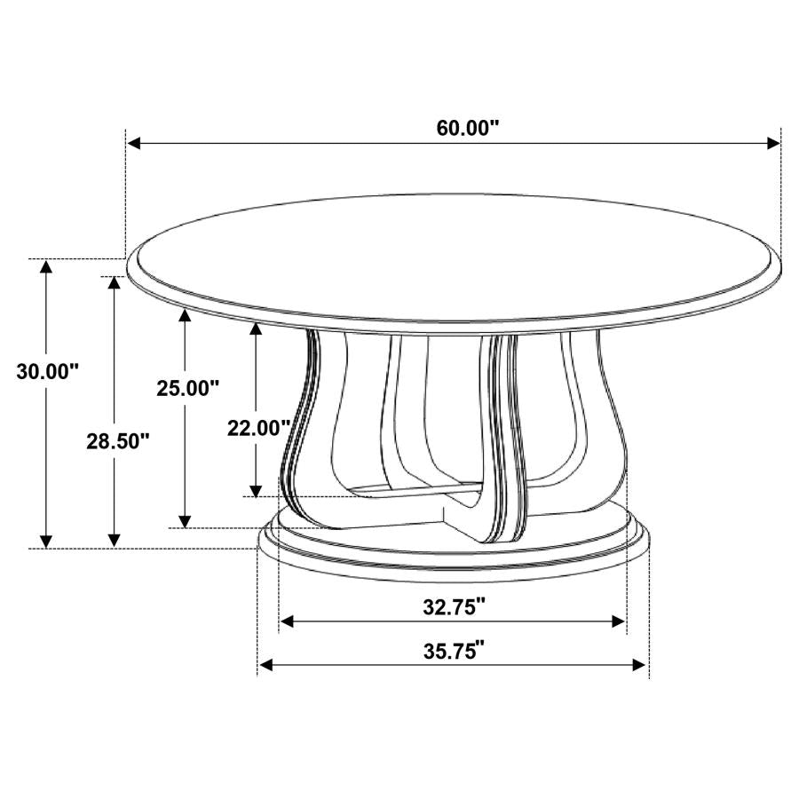 Trofello Round Dining Table With Curved Pedestal Base White Washed