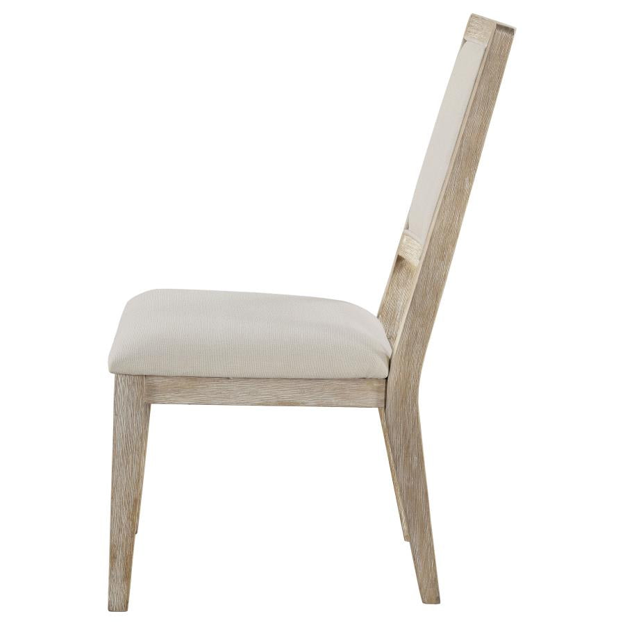 Trofello Upholstered Dining Side Chair White Washed And Beige (Set Of 2)