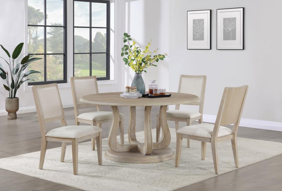 Trofello Upholstered Dining Side Chair White Washed And Beige (Set Of 2)