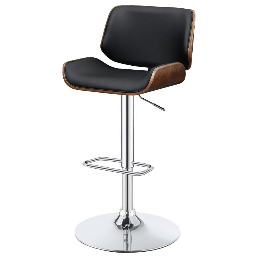 CoasterEssence Folsom Upholstered Adjustable Bar Stool Black And Chrome