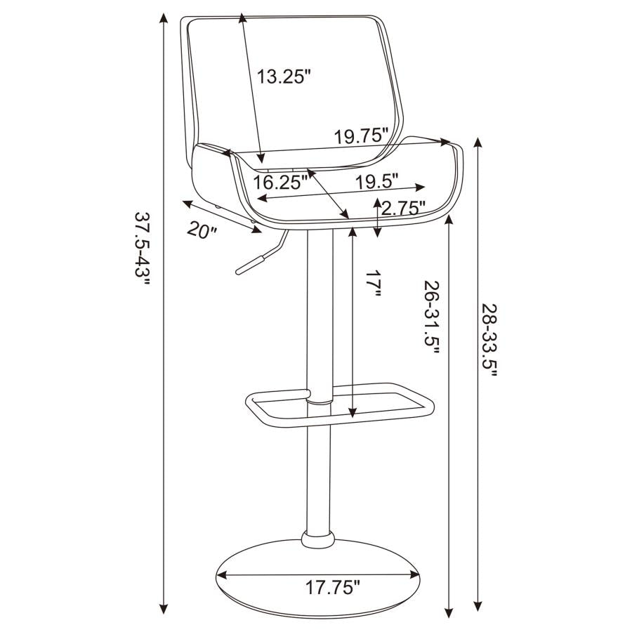 CoasterEssence Folsom Upholstered Adjustable Bar Stool Black And Chrome