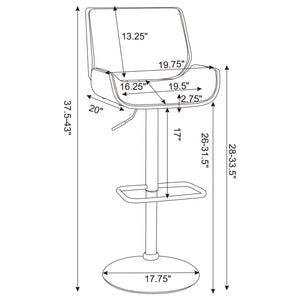 CoasterEssence Folsom Upholstered Adjustable Bar Stool Black And Chrome