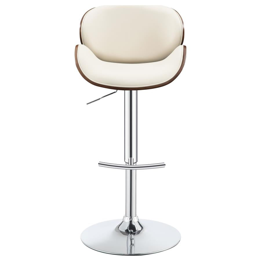 CoasterEssence Harris Adjustable Bar Stool Ecru And Chrome