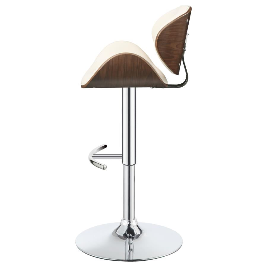 CoasterEssence Harris Adjustable Bar Stool Ecru And Chrome