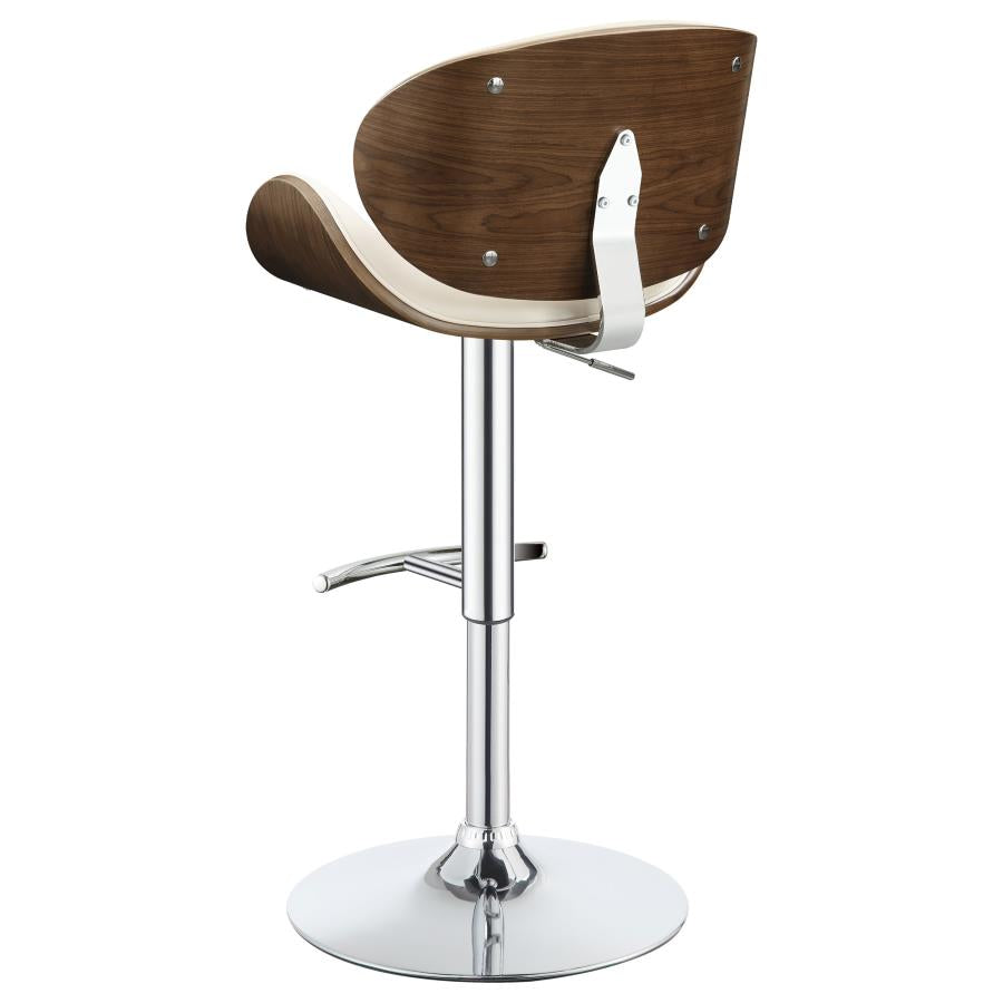 CoasterEssence Harris Adjustable Bar Stool Ecru And Chrome