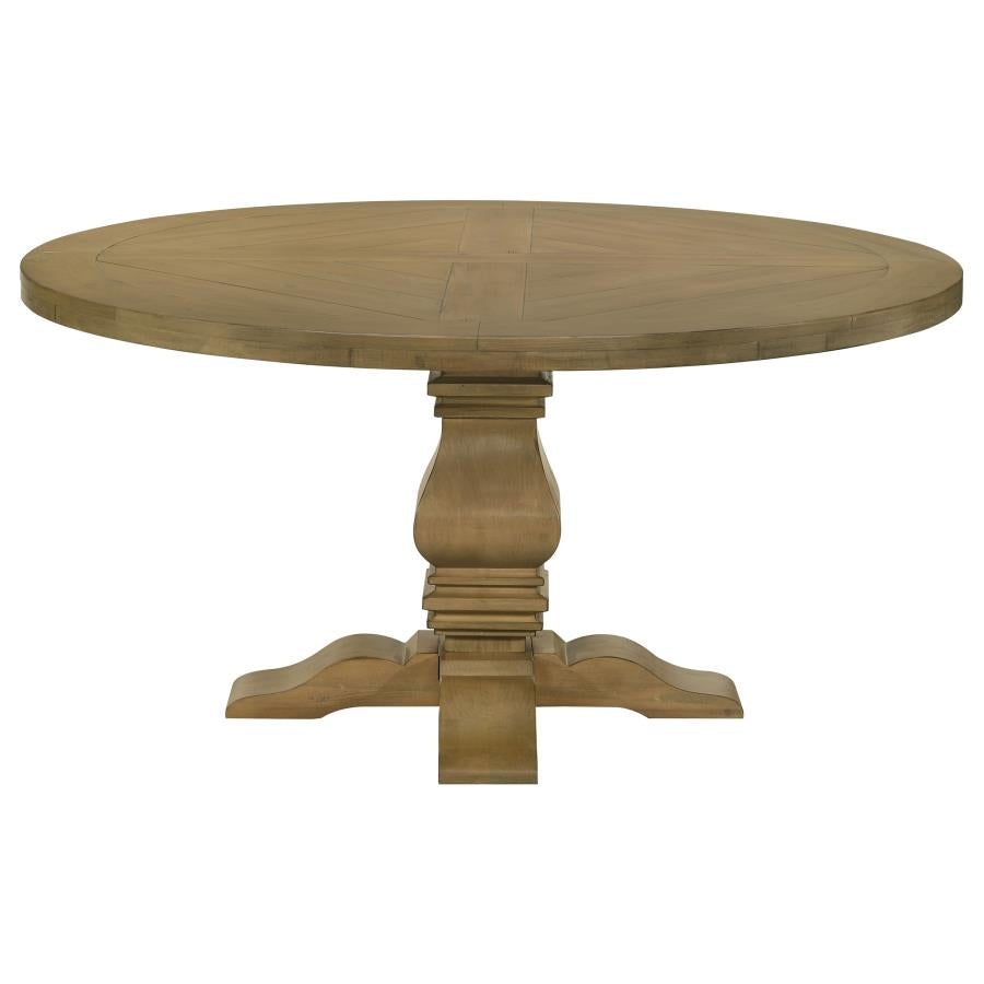 CoasterElevations Florence Round Pedestal Dining Table Rustic Smoke