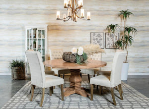 CoasterElevations Florence Round Pedestal Dining Table Rustic Smoke