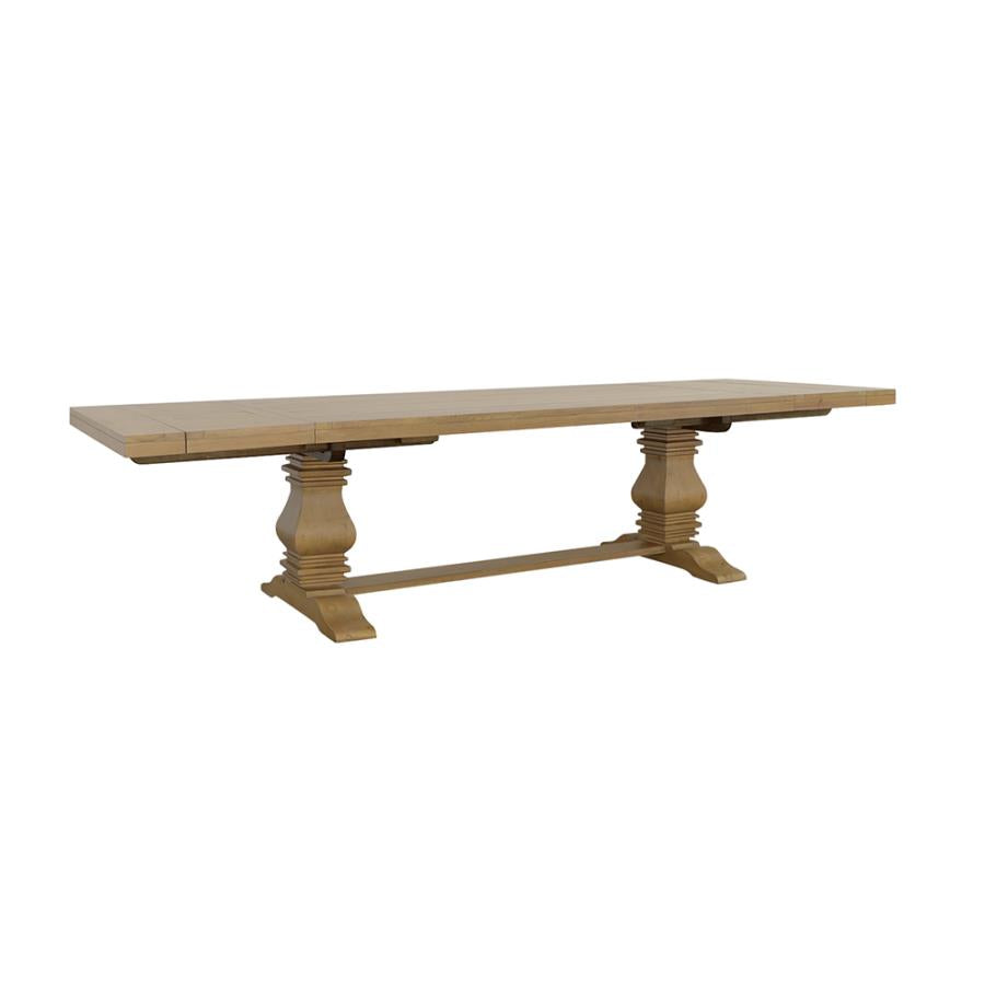 CoasterElevations Florence Double Pedestal Dining Table Rustic Smoke