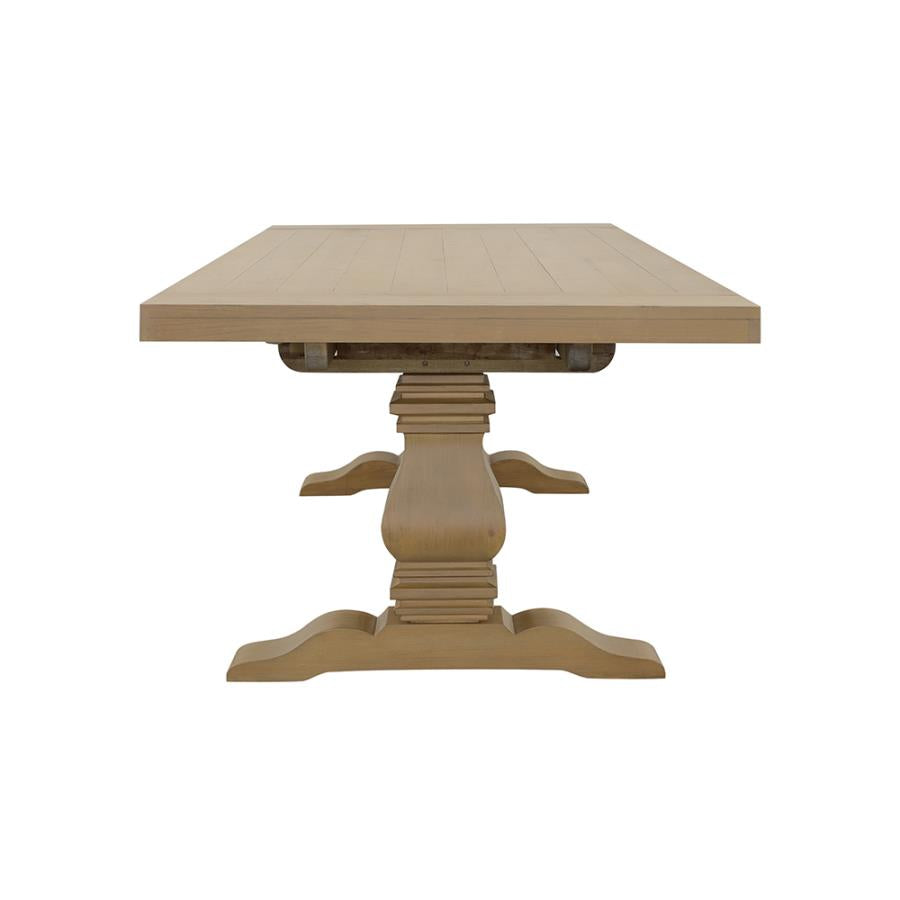 CoasterElevations Florence Double Pedestal Dining Table Rustic Smoke