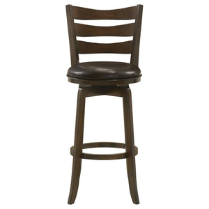 CoasterEssence Murphy Ladder Back Pub Height Swivel Bar Stool Dark Cherry And Brown