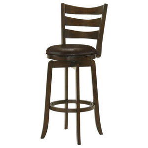 CoasterEssence Murphy Ladder Back Pub Height Swivel Bar Stool Dark Cherry And Brown