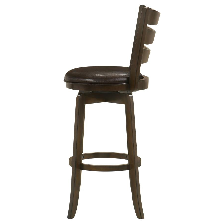 CoasterEssence Murphy Ladder Back Pub Height Swivel Bar Stool Dark Cherry And Brown