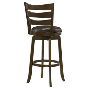 CoasterEssence Murphy Ladder Back Pub Height Swivel Bar Stool Dark Cherry And Brown