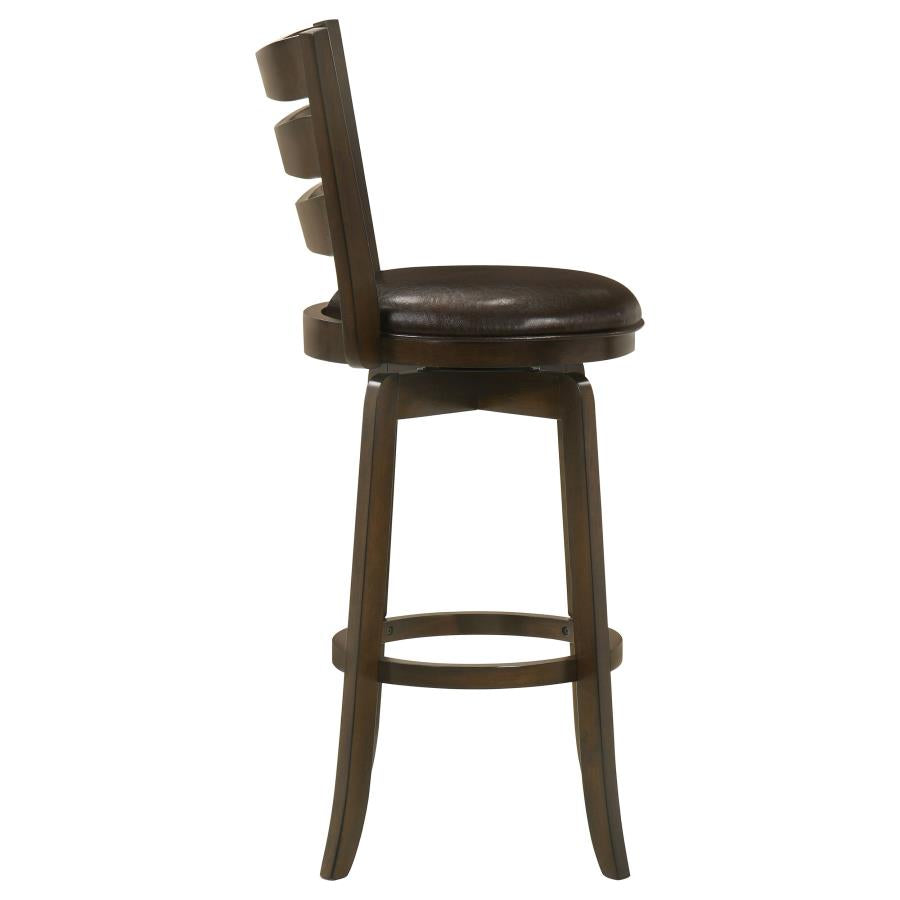 CoasterEssence Murphy Ladder Back Pub Height Swivel Bar Stool Dark Cherry And Brown