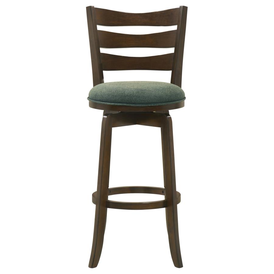 CoasterEssence Murphy Ladder Back Pub Height Swivel Bar Stool Dark Cherry And Hunter Green