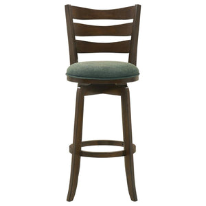 CoasterEssence Murphy Ladder Back Pub Height Swivel Bar Stool Dark Cherry And Hunter Green