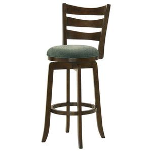 CoasterEssence Murphy Ladder Back Pub Height Swivel Bar Stool Dark Cherry And Hunter Green