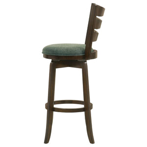 CoasterEssence Murphy Ladder Back Pub Height Swivel Bar Stool Dark Cherry And Hunter Green