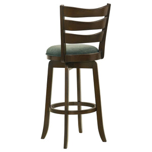 CoasterEssence Murphy Ladder Back Pub Height Swivel Bar Stool Dark Cherry And Hunter Green