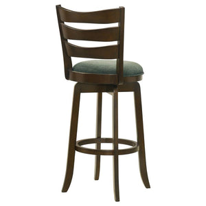 CoasterEssence Murphy Ladder Back Pub Height Swivel Bar Stool Dark Cherry And Hunter Green