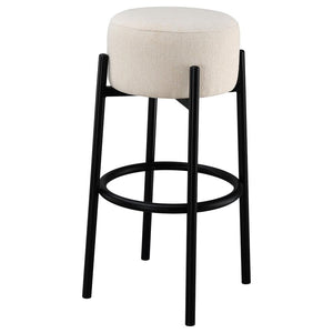 CoasterEveryday Leonard Upholstered Backless Round Stools White And Black (Set Of 2)