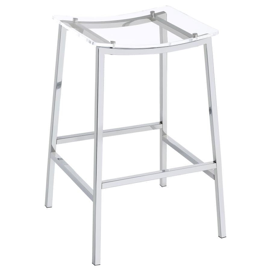 Jovani Acrylic Backless Bar Stools Clear And Chrome (Set Of 2)