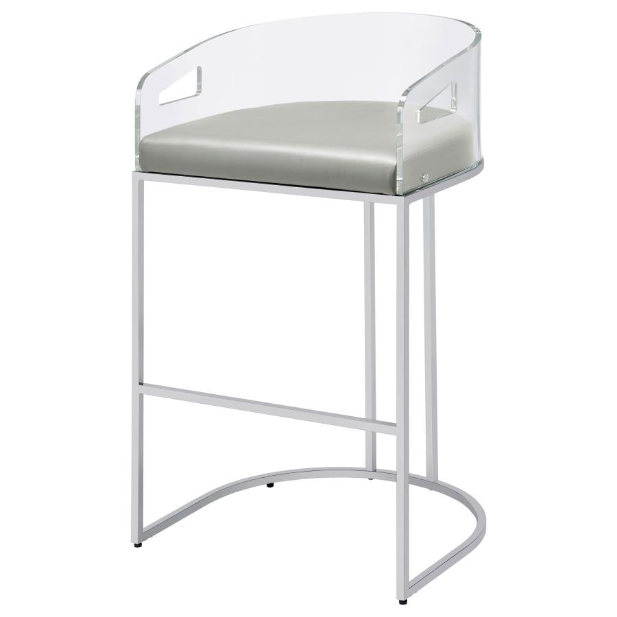 CoasterElevations Thermosolis Acrylic Back Bar Stools Grey And Chrome (Set Of 2)