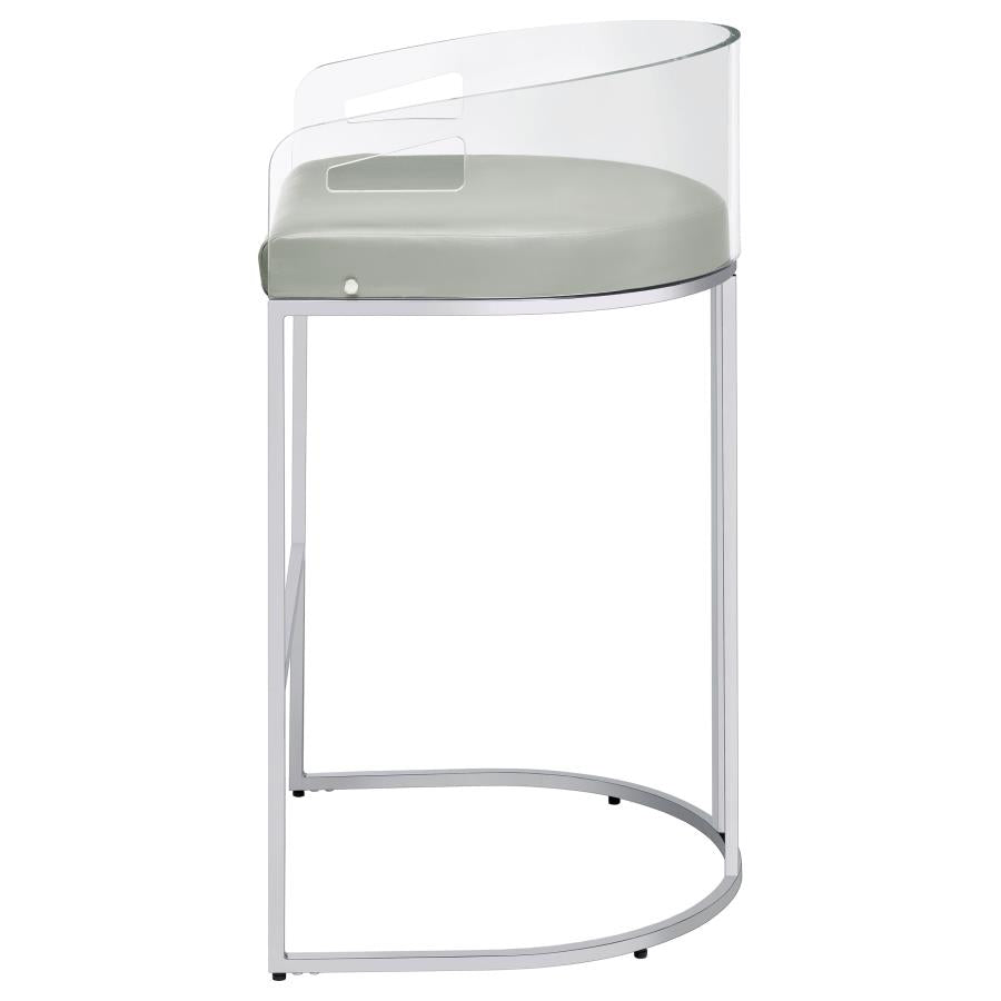 CoasterElevations Thermosolis Acrylic Back Bar Stools Grey And Chrome (Set Of 2)