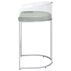 CoasterElevations Thermosolis Acrylic Back Bar Stools Grey And Chrome (Set Of 2)