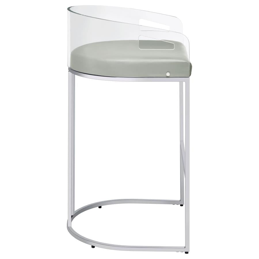 CoasterElevations Thermosolis Acrylic Back Bar Stools Grey And Chrome (Set Of 2)