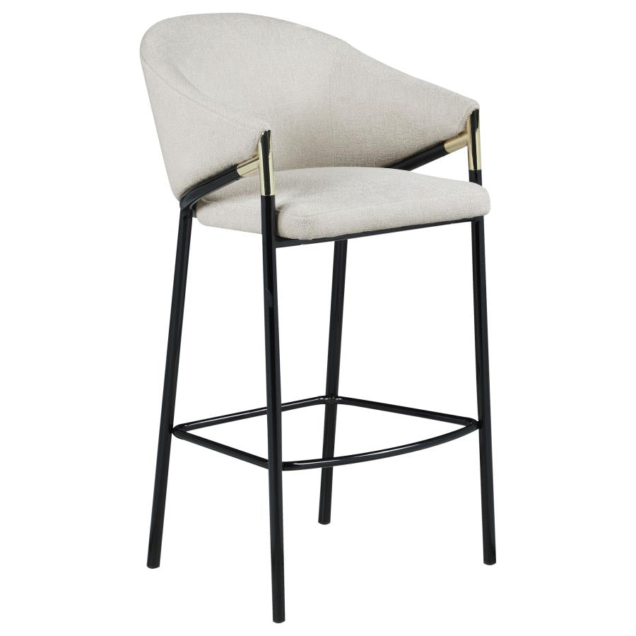 CoasterEssence Chadwick Sloped Arm Bar Stools Beige And Glossy Black (Set Of 2)