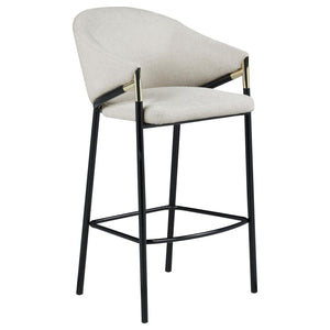 CoasterEssence Chadwick Sloped Arm Bar Stools Beige And Glossy Black (Set Of 2)